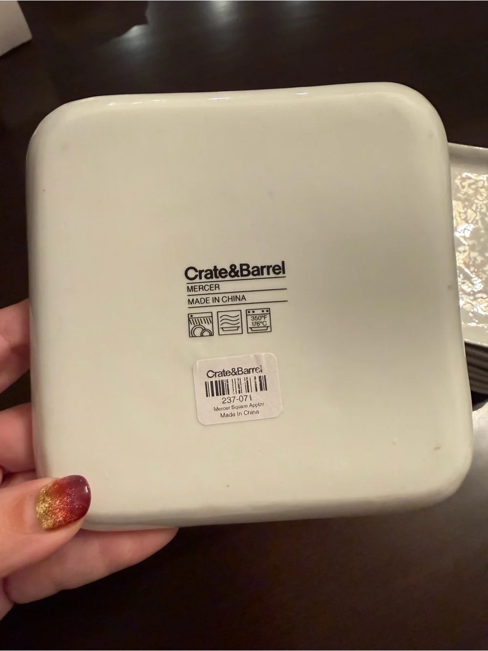 Mercer White Square Porcelain Appetizer Plates, Set of 8